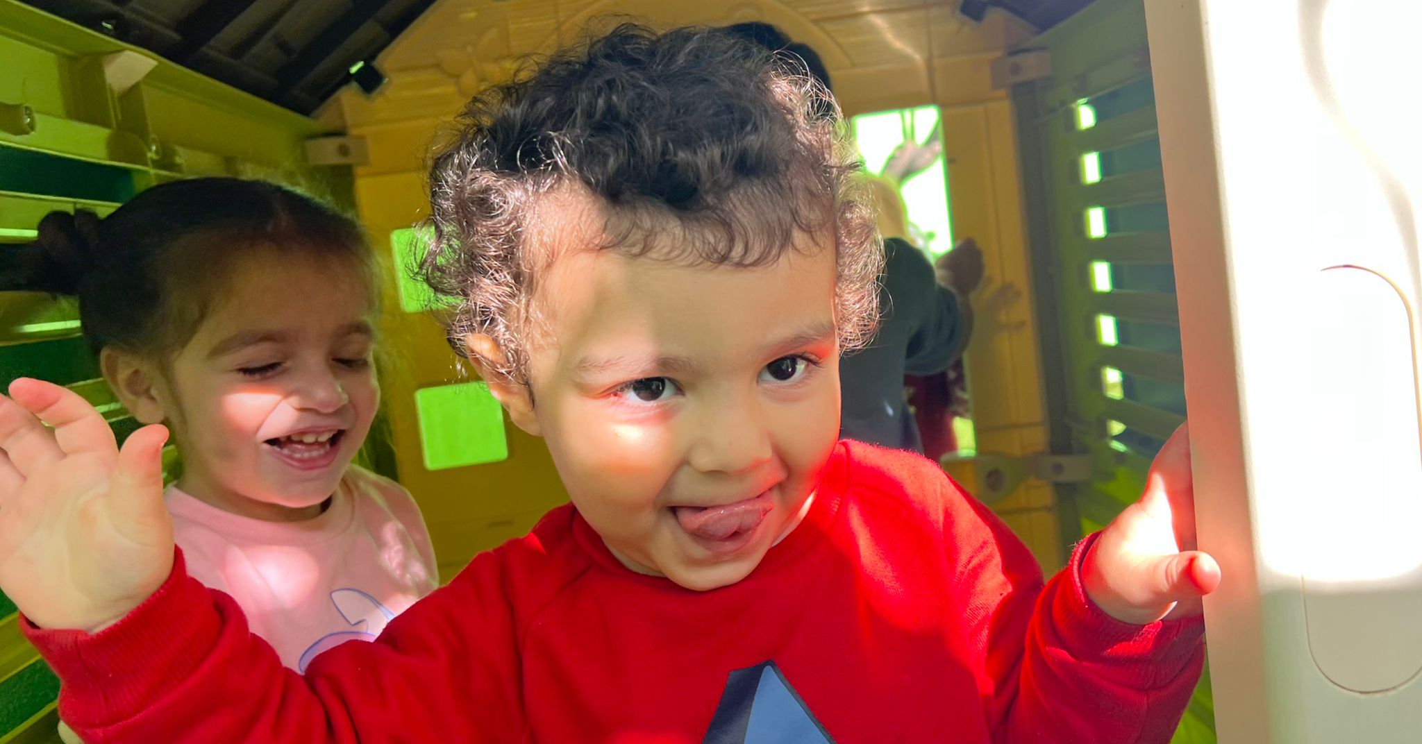 Children playing in vilage houses